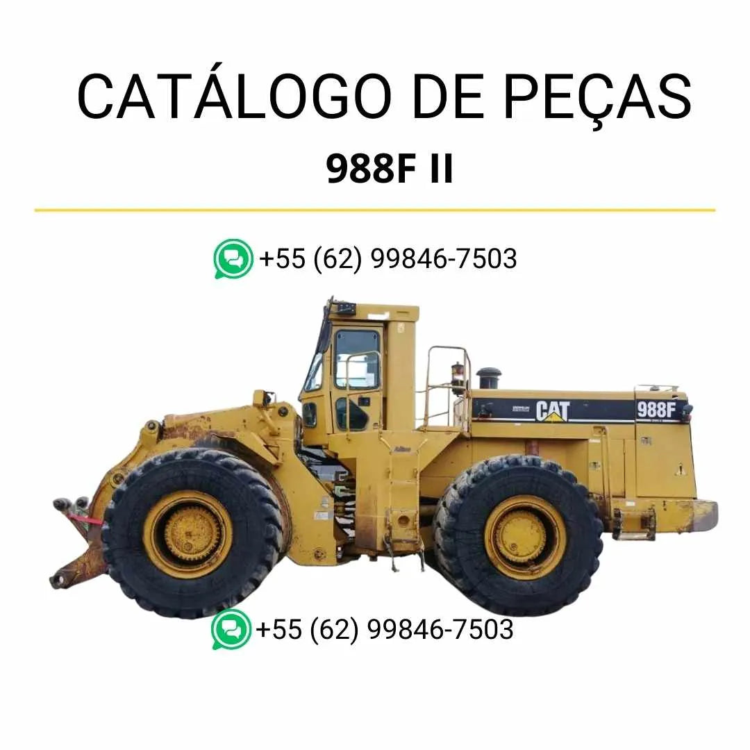Catálogo de peças Caterpillar 988F II em PDF com ilustrações técnicas e identificação completa de componentes da carregadeira de rodas.