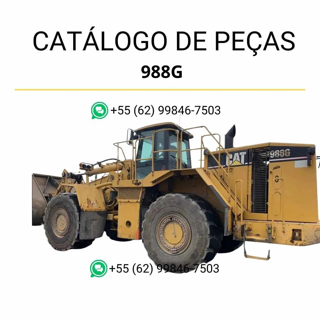 Catálogo de peças Caterpillar 988G em PDF com diagramas técnicos e lista detalhada de componentes originais da carregadeira de rodas.