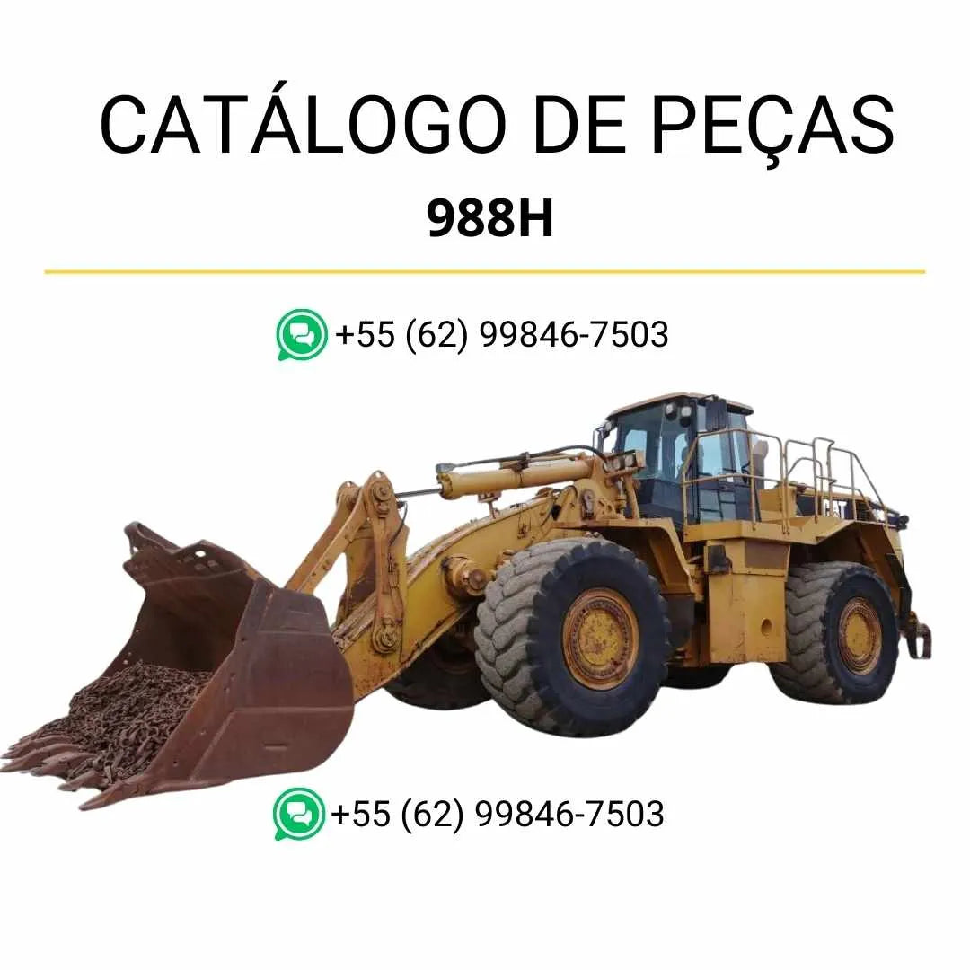 Catálogo de peças Caterpillar 988H em PDF com ilustrações detalhadas e lista completa de componentes originais da carregadeira de rodas.