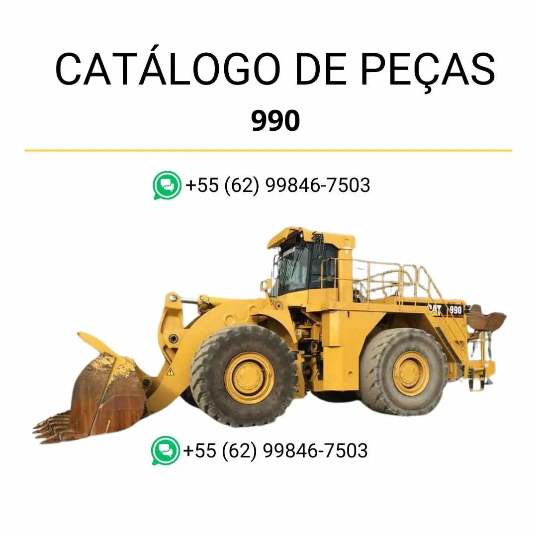 Catálogo de peças Caterpillar 990 em PDF com ilustrações técnicas completas e identificação precisa de componentes da carregadeira de rodas.