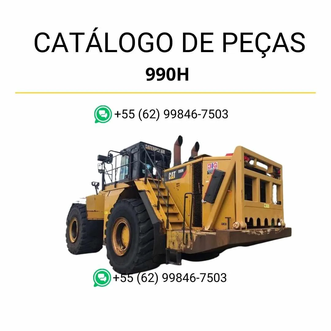 Catálogo de peças Caterpillar 990H em PDF com ilustrações técnicas detalhadas e guia completo de componentes da carregadeira de rodas.