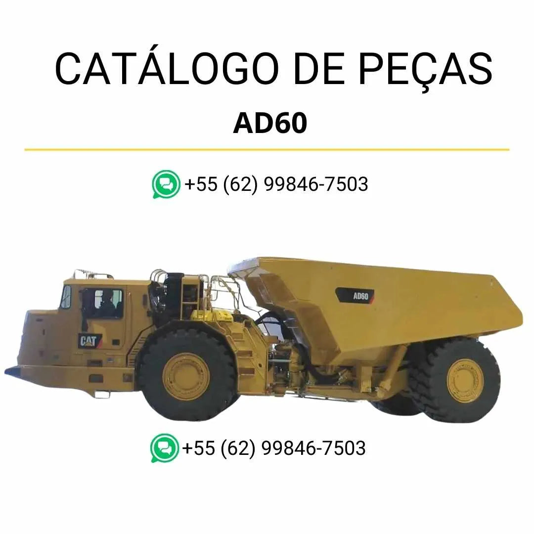 Catálogo de peças Caterpillar AD60 em PDF com diagramas técnicos completos e lista detalhada de componentes originais subterrâneos.