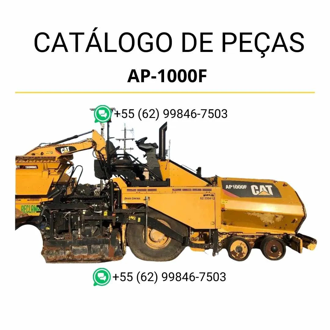 Catálogo de peças Caterpillar AP1000F em PDF com diagramas técnicos detalhados e lista completa dos componentes originais da pavimentadora de asfalto.