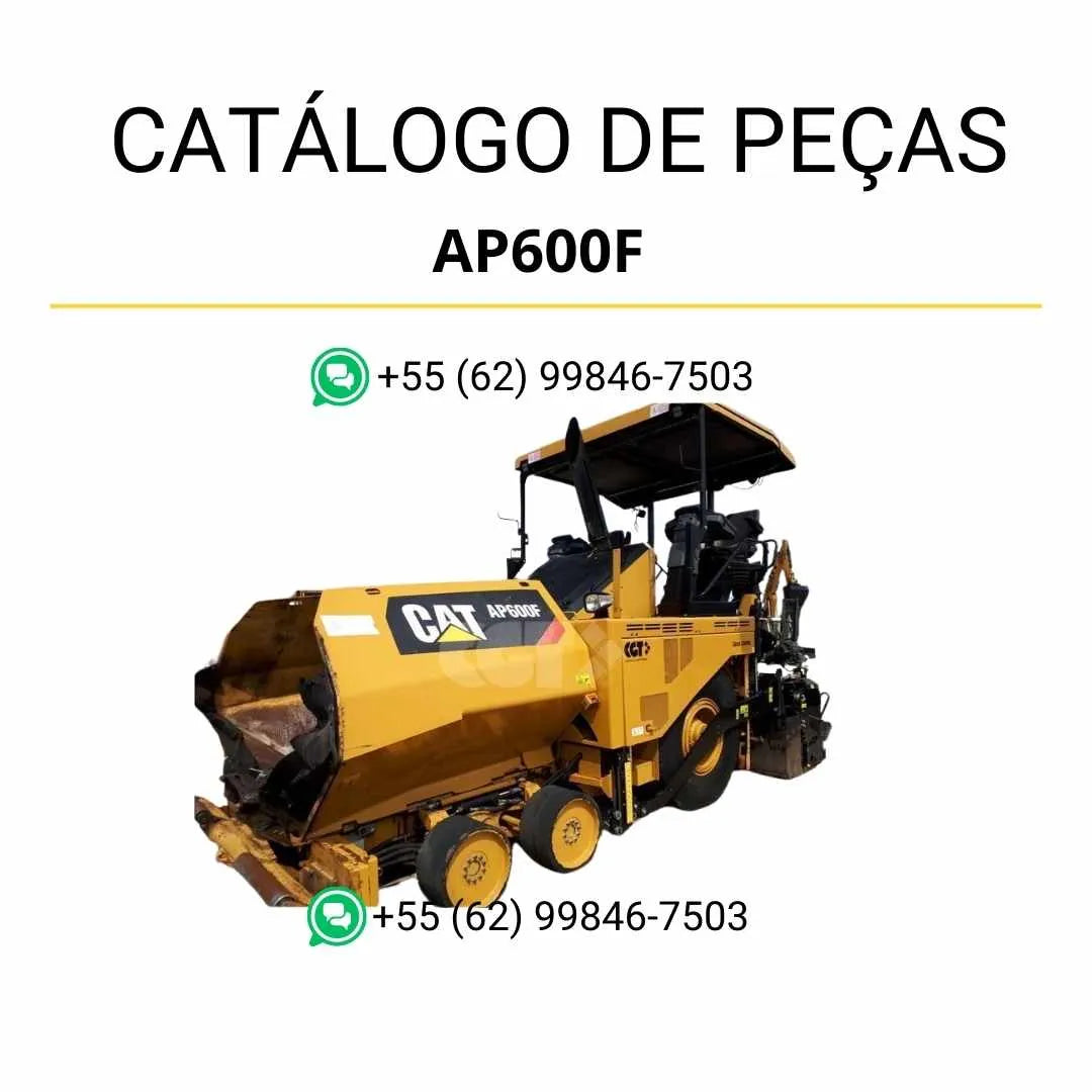 Catálogo de peças Caterpillar AP600F em PDF com ilustrações técnicas detalhadas e relação completa dos componentes originais da pavimentadora de asfalto.