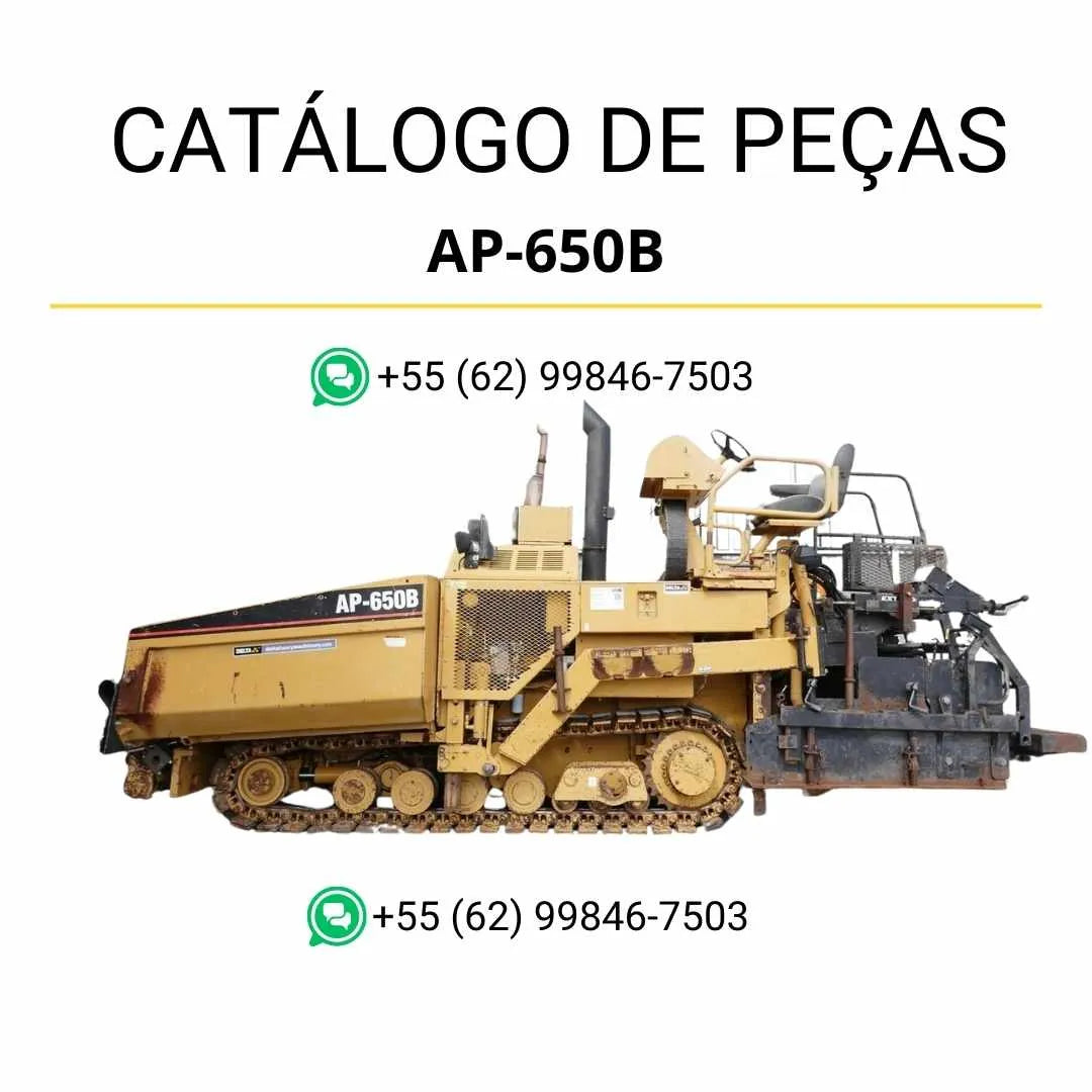Catálogo de peças Caterpillar AP-650B em PDF com diagramas detalhados e lista completa de componentes originais da pavimentadora de asfalto.