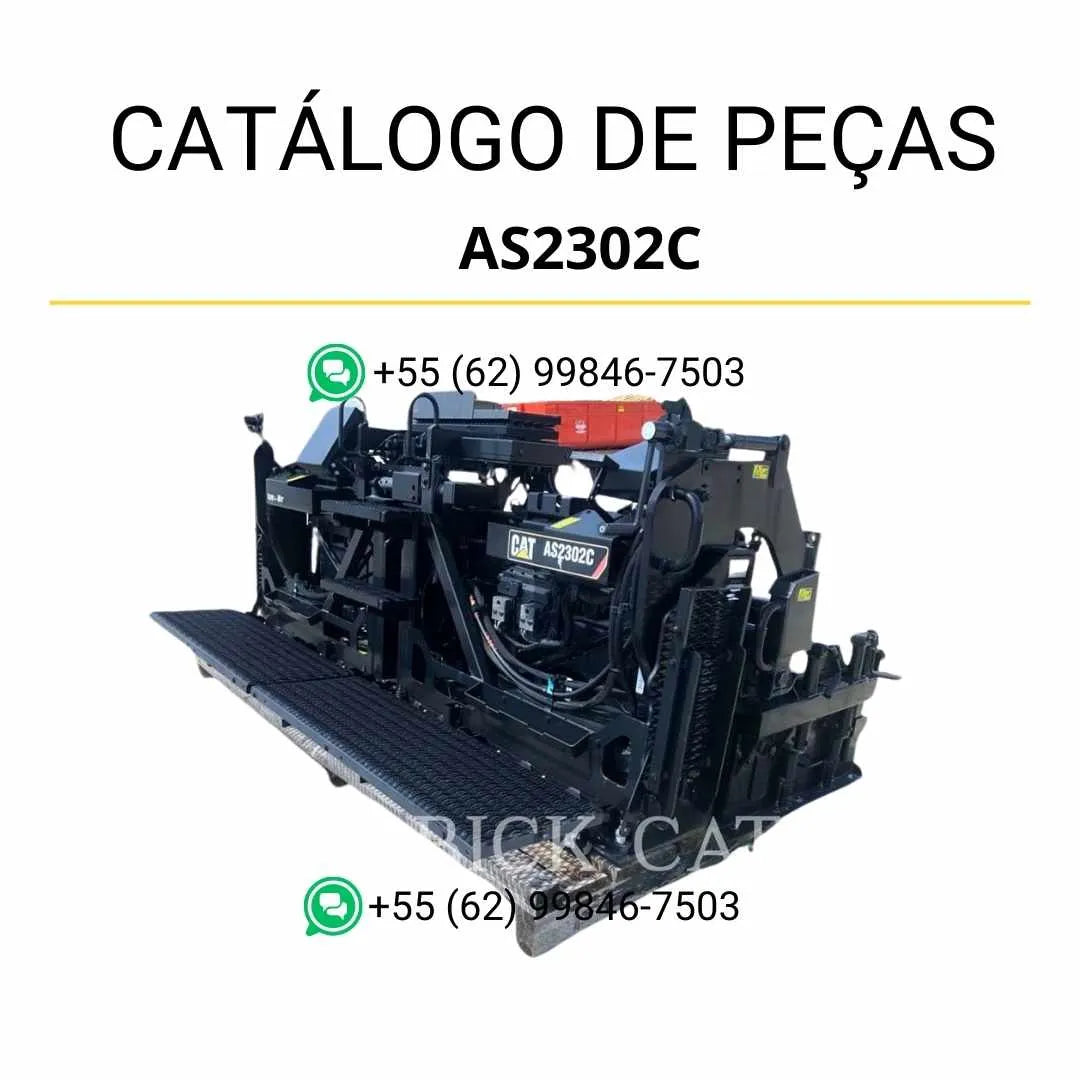 Catálogo de peças Caterpillar AS2302C em PDF com diagramas técnicos detalhados e lista completa de componentes da pavimentadora de asfalto.