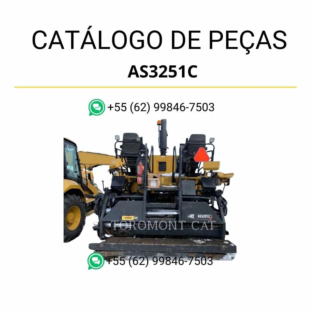 Catálogo de peças Caterpillar AS3251C em PDF com ilustrações técnicas e identificação detalhada dos componentes da pavimentadora de asfalto.