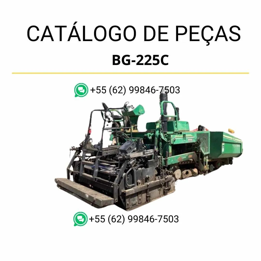Catálogo de peças Caterpillar BG-225C em PDF com diagramas técnicos e lista completa de componentes da pavimentadora de asfalto.