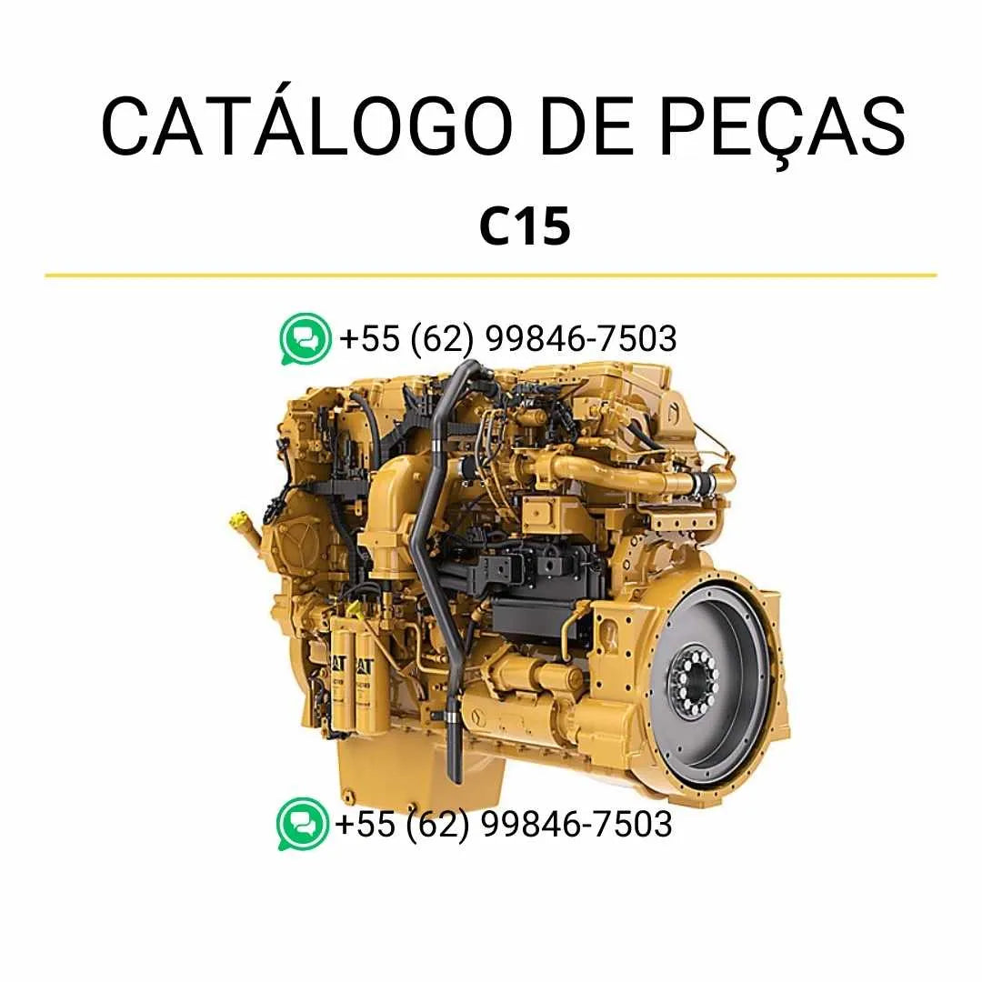 Catálogo de peças do motor industrial Caterpillar C15 em PDF com diagramas detalhados, códigos originais e ilustrações técnicas completas.