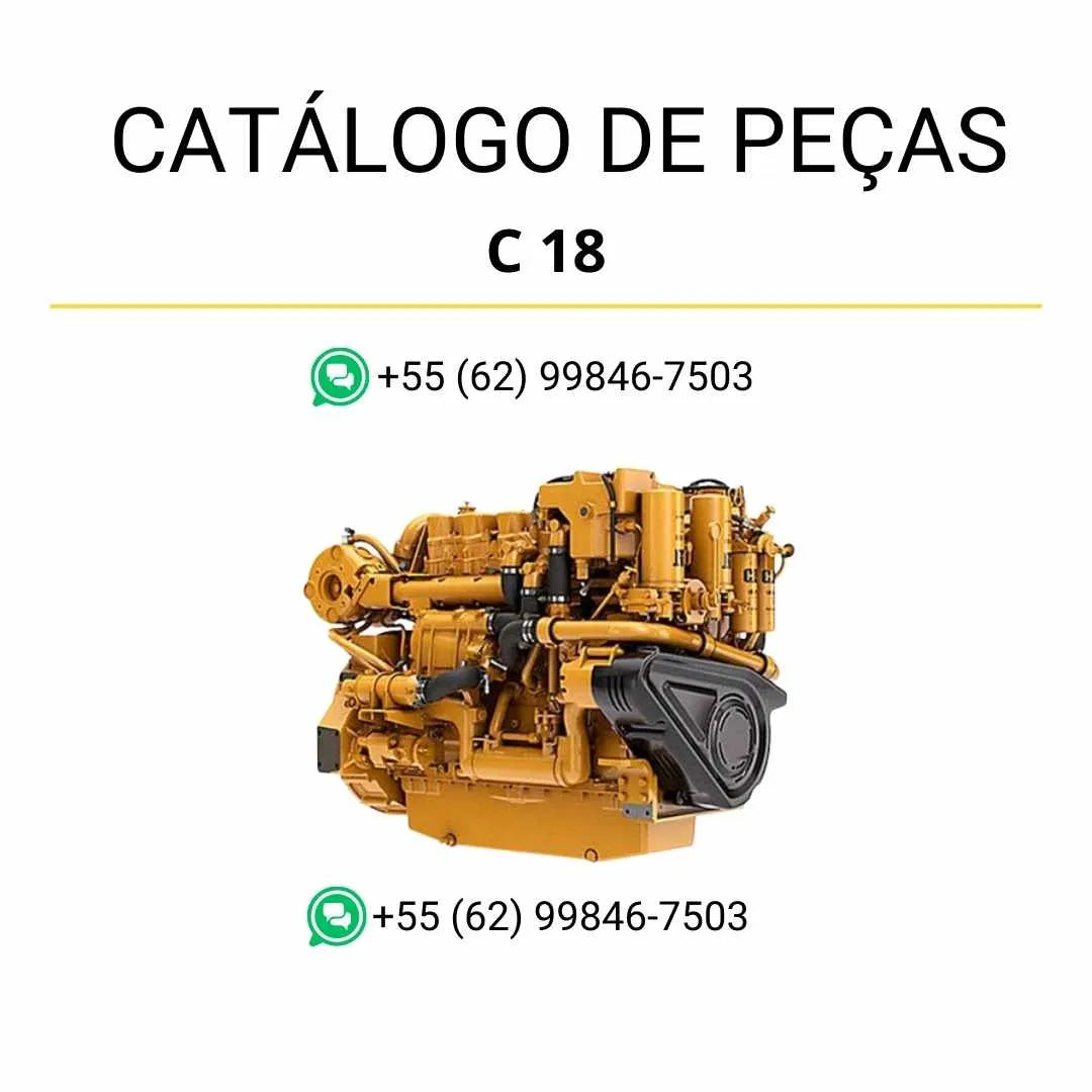 Catálogo de peças Caterpillar C18 para motor industrial em PDF com diagramas detalhados e lista completa de componentes originais.