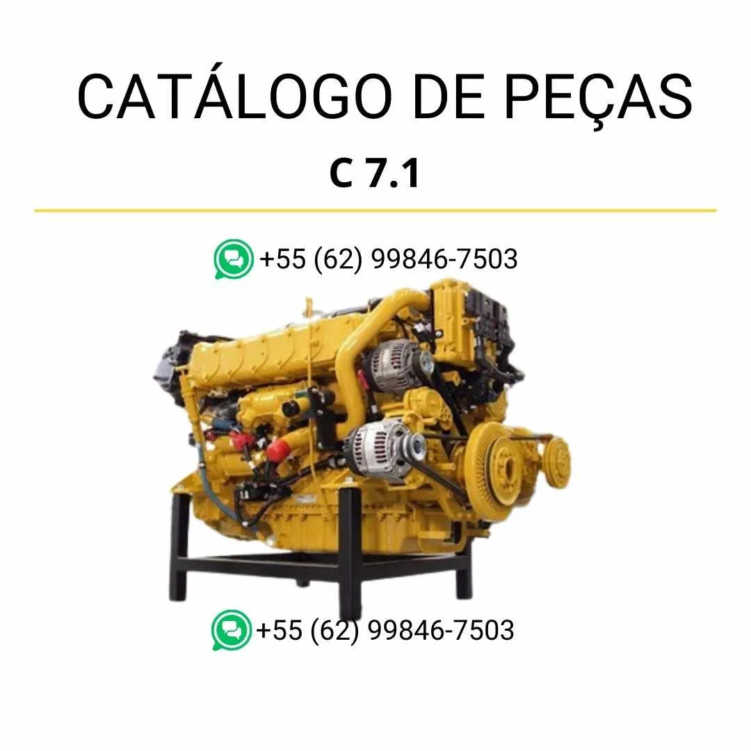 Catálogo de peças Caterpillar C7.1 para motor industrial em PDF com ilustrações técnicas e identificação detalhada de componentes.