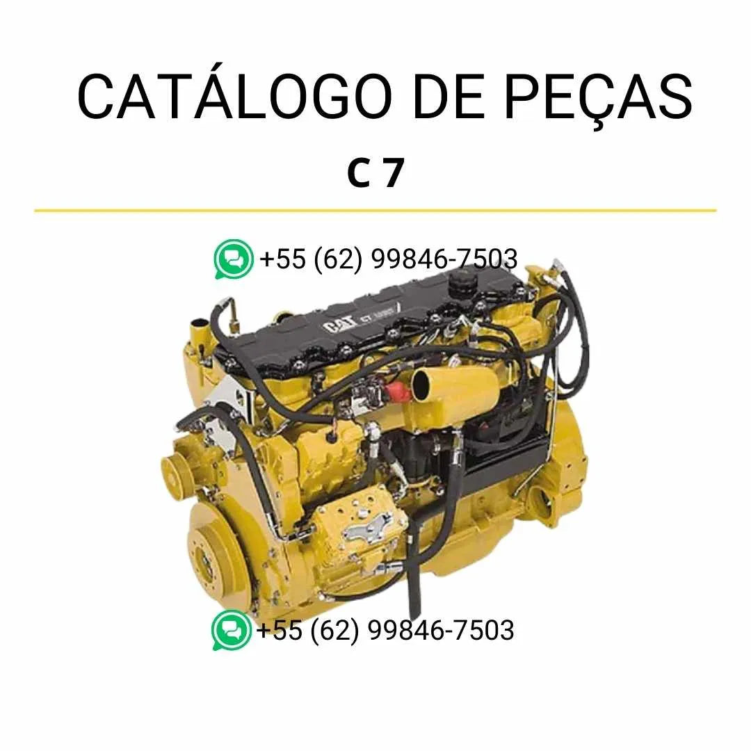 Catálogo de peças Caterpillar C7 para motor industrial em PDF com ilustrações técnicas e identificação completa de componentes originais.