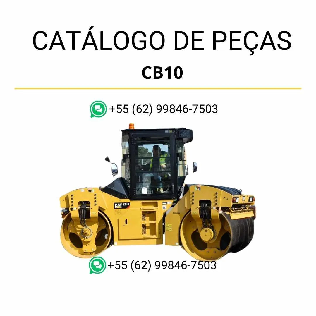 Catálogo de peças Caterpillar CB10 em PDF com diagramas detalhados e identificação completa dos componentes originais do rolo compactador.