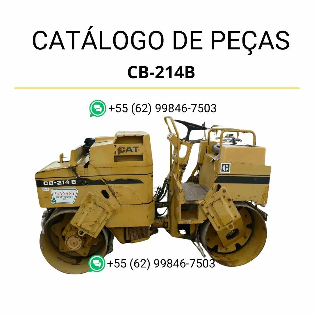 Catálogo de peças Caterpillar CB-214B em PDF com ilustrações técnicas detalhadas e lista completa de componentes originais para manutenção.