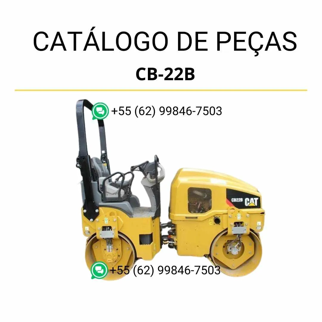 Catálogo de peças Caterpillar CB-22B em PDF com ilustrações técnicas precisas e identificação completa dos componentes do rolo compactador.