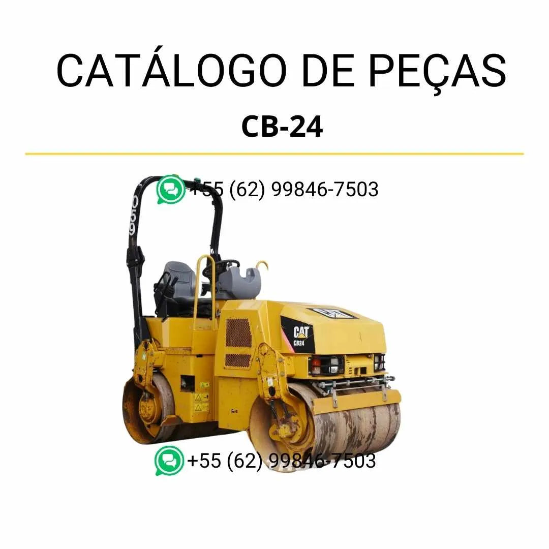 Catálogo de peças Caterpillar CB-24 em PDF com diagramas ilustrados e lista completa dos componentes originais do rolo compactador vibratório.