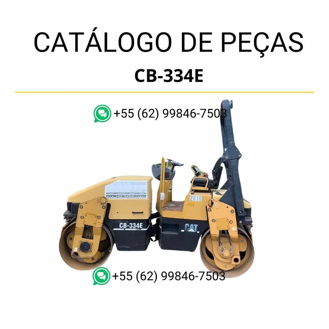 Catálogo de peças Caterpillar CB-334E em PDF com diagramas técnicos detalhados e identificação completa dos componentes originais do rolo compactador vibratório.