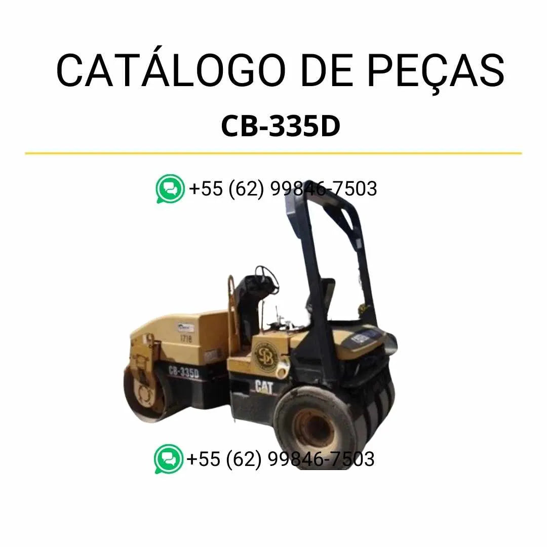 Catálogo de peças Caterpillar CB-335D em PDF com diagramas técnicos detalhados e identificação completa dos componentes originais do rolo compactador vibratório.