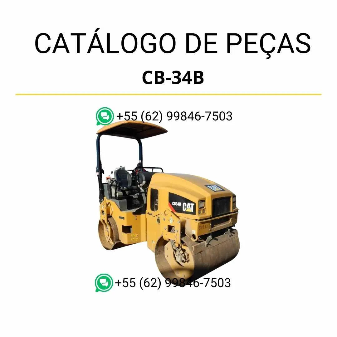 Catálogo de peças Caterpillar CB-34B XW em PDF com diagramas técnicos detalhados, vistas explodidas e lista completa de componentes originais.