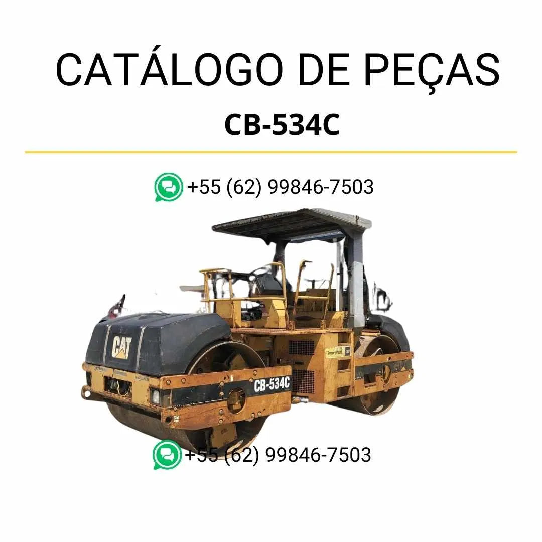 Catálogo de peças Caterpillar CB-534C em PDF com diagramas técnicos detalhados e lista completa de componentes originais do rolo compactador vibratório.