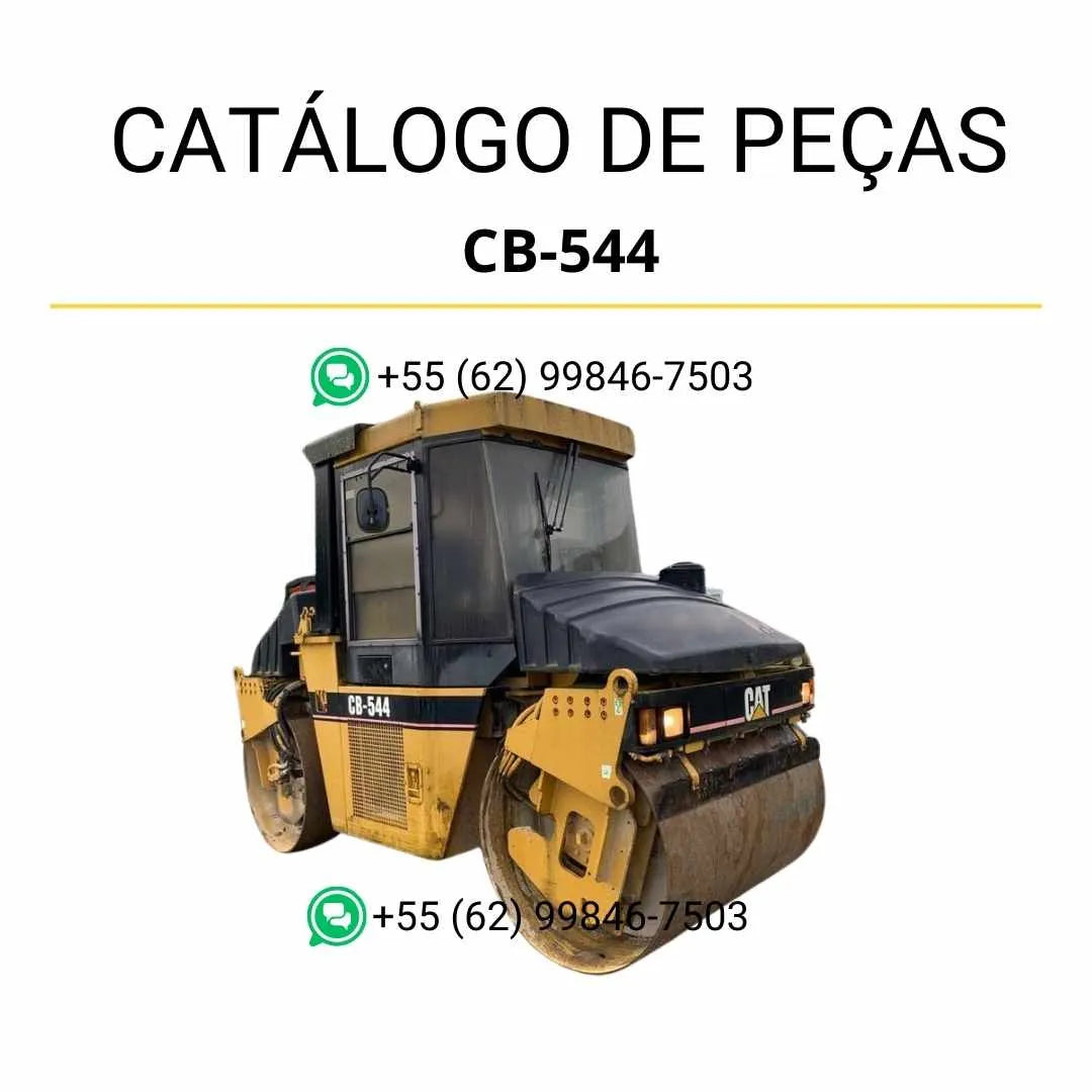 Catálogo de peças Caterpillar CB-544 em PDF com diagramas técnicos detalhados e lista completa de componentes originais do rolo compactador vibratório.
