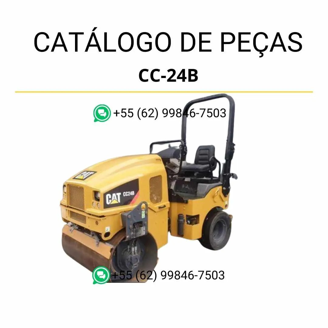 Catálogo de peças Caterpillar CC-24B em PDF com ilustrações técnicas detalhadas e identificação completa dos componentes originais do rolo compactador.