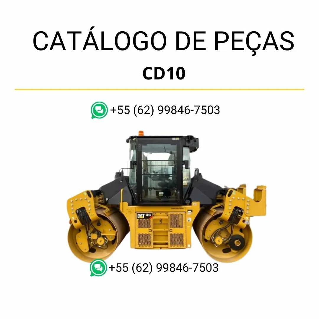 Catálogo de peças Caterpillar CD10 em PDF com ilustrações técnicas detalhadas e lista completa de componentes originais do rolo compactador.