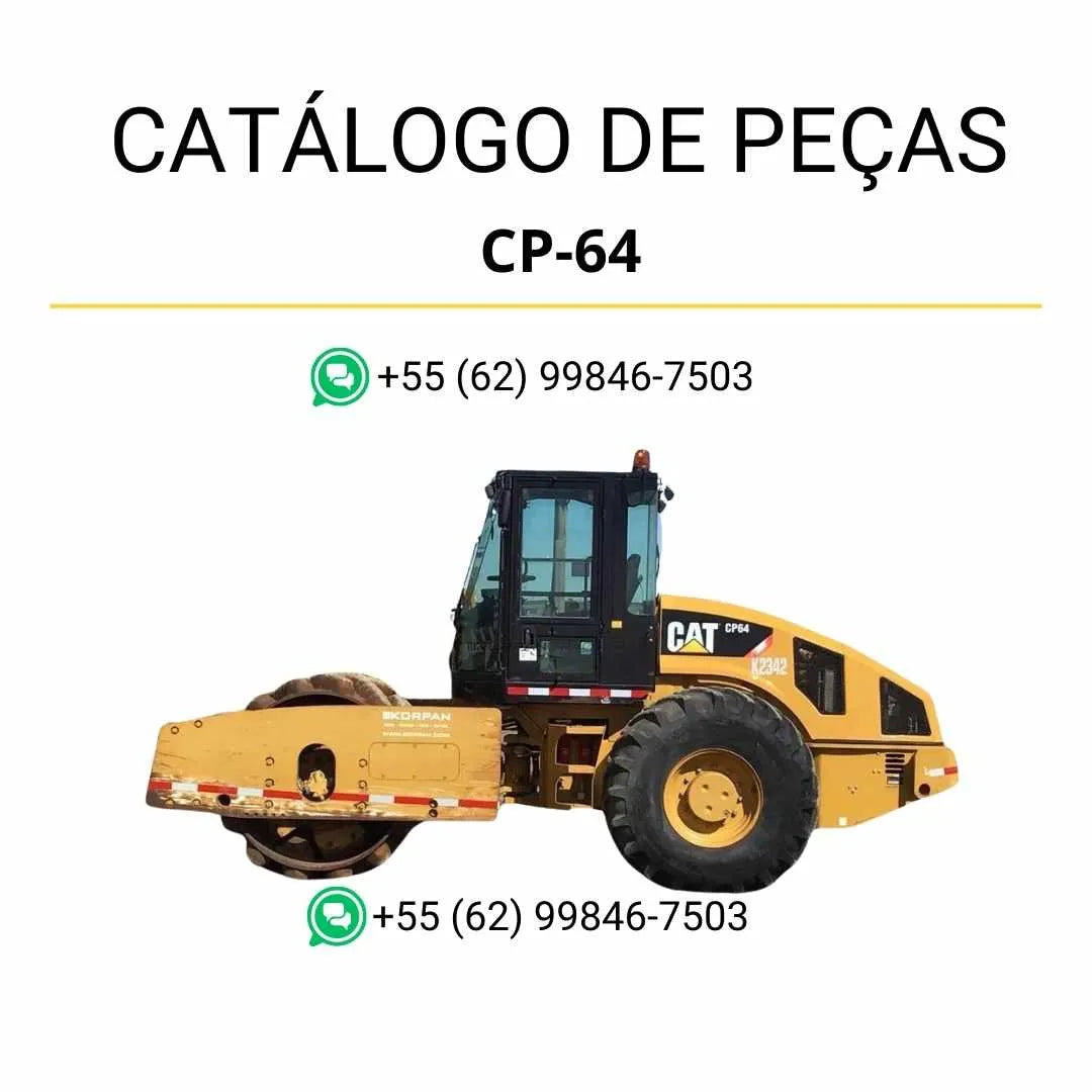 Catálogo de peças Caterpillar CP-64 em PDF com diagramas técnicos detalhados e identificação completa dos componentes originais do rolo compactador vibratório.