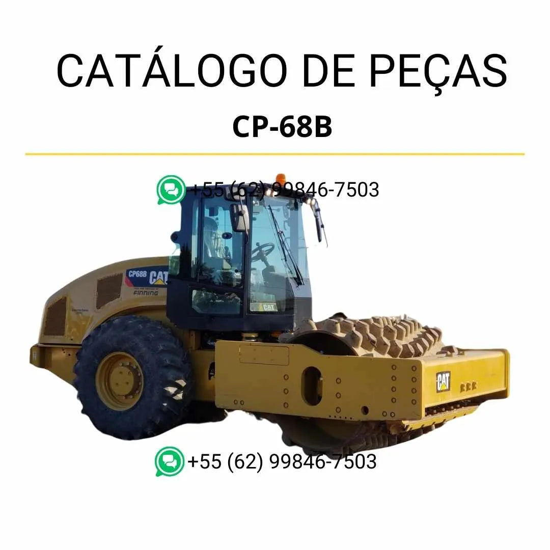 Catálogo de peças Caterpillar CP-68B em PDF com ilustrações detalhadas e lista completa de componentes originais do rolo compactador vibratório.
