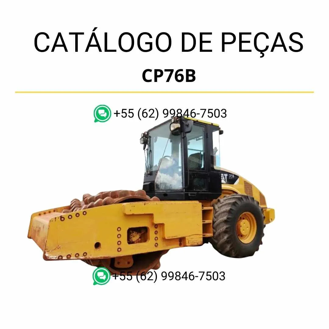 Catálogo de peças Caterpillar CP76B em PDF com diagramas técnicos precisos e lista completa de componentes originais do rolo compactador vibratório.