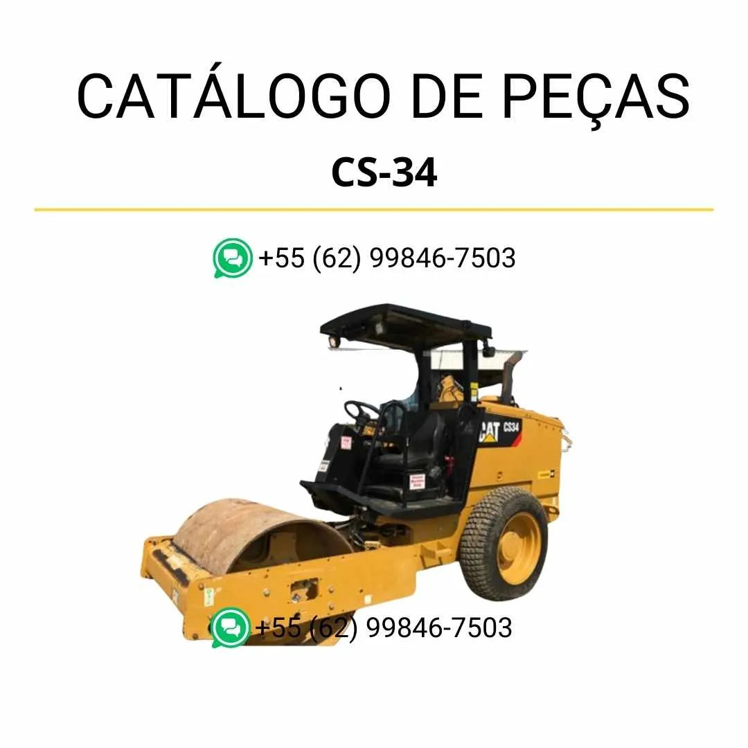 Catálogo de peças Caterpillar CS-34 em PDF com ilustrações técnicas detalhadas e lista completa de componentes originais para manutenção.