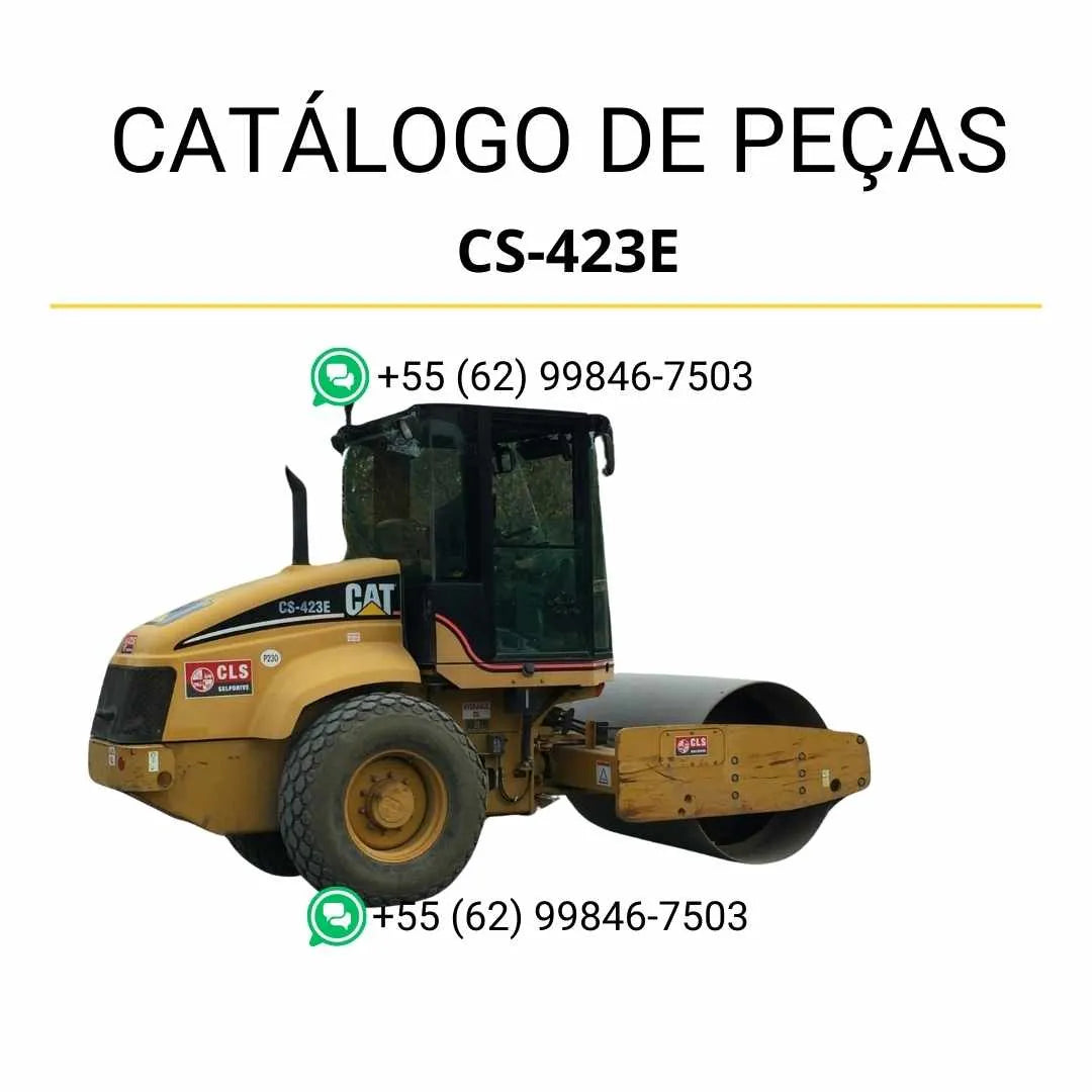 Catálogo de peças Caterpillar CS-423E em PDF com ilustrações técnicas precisas e relação completa dos componentes originais da máquina.