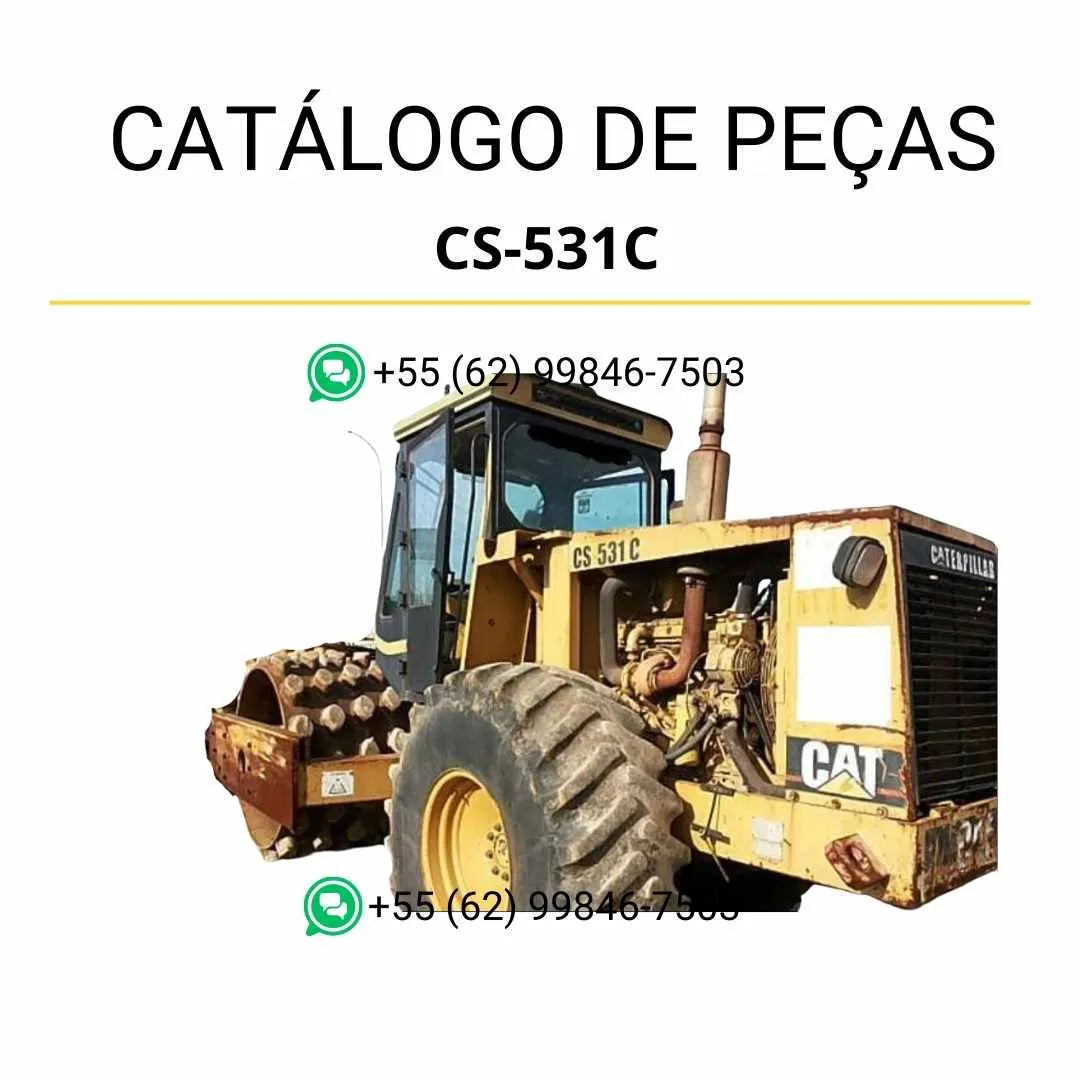 Catálogo de peças Caterpillar CS-531C em PDF com diagramas detalhados e relação completa de componentes originais para manutenção.
