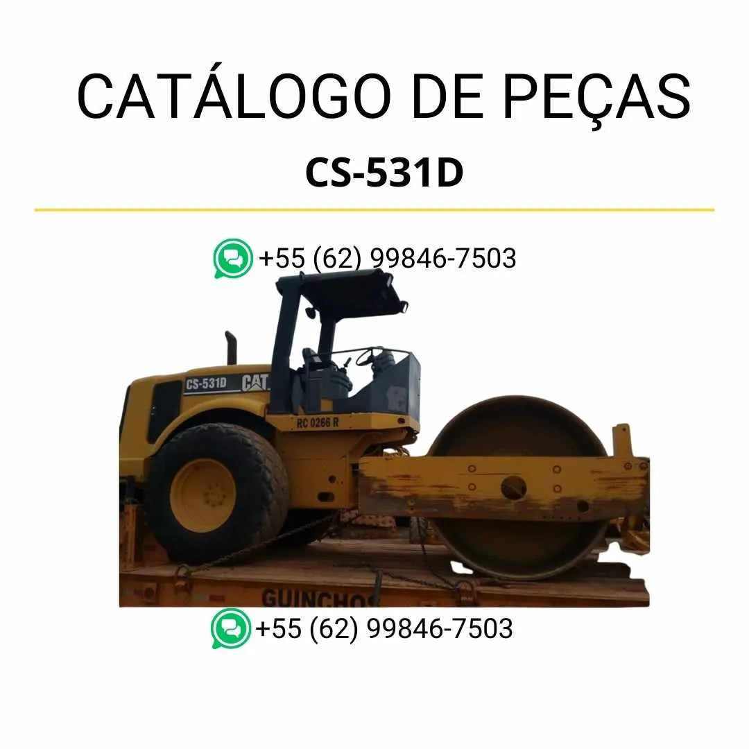 Catálogo de peças Caterpillar CS-531D em PDF com ilustrações técnicas detalhadas e lista completa de componentes originais.