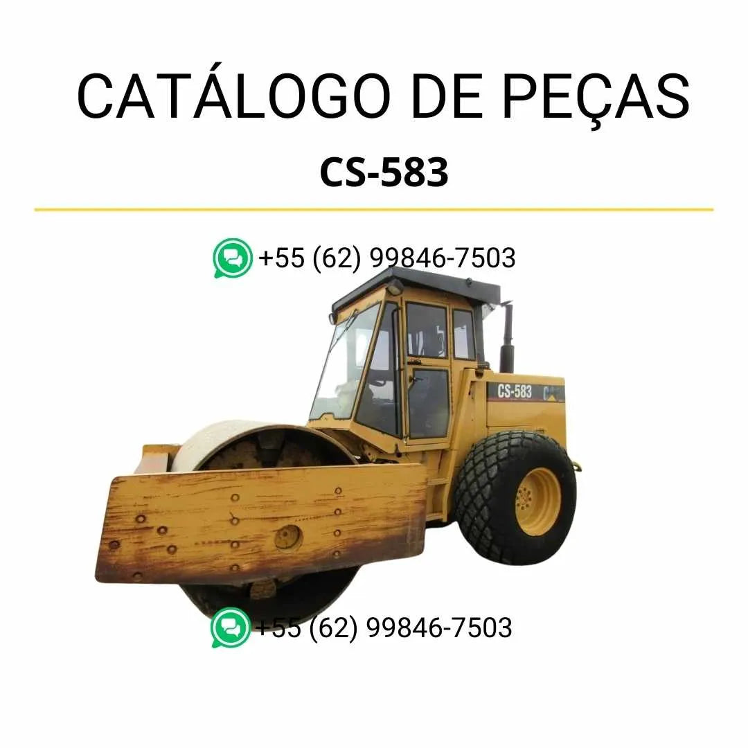 Catálogo de peças Caterpillar CS-583 em PDF com ilustrações técnicas detalhadas e lista completa de componentes originais do rolo compactador vibratório.