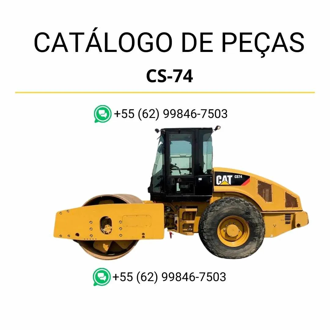 Catálogo de peças Caterpillar CS-74 em PDF com diagramas detalhados e lista completa de componentes originais para manutenção e reposição.