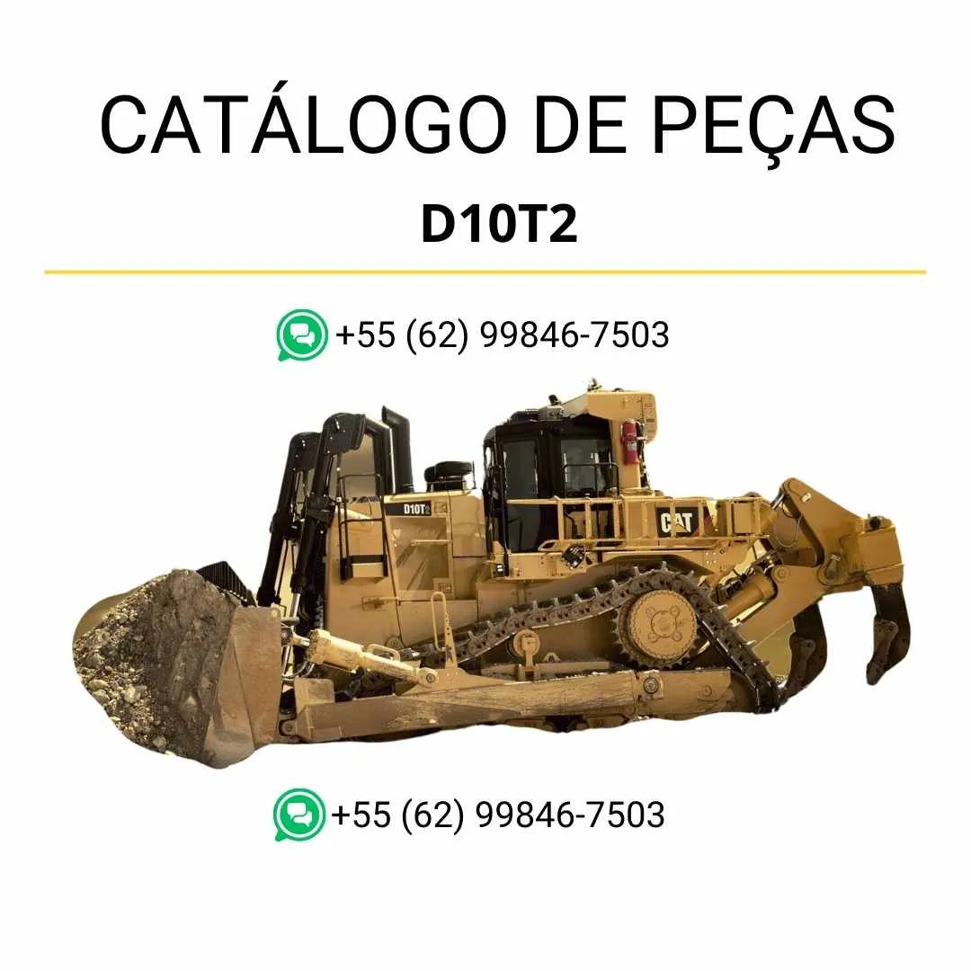 Catálogo de peças Caterpillar D10T2 em PDF com diagramas técnicos e lista completa de componentes originais do trator de esteira.