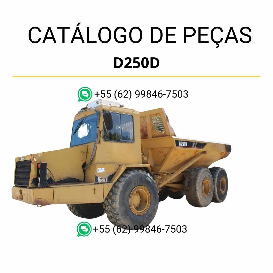 Catálogo de peças Caterpillar D250D caminhão articulado em PDF com ilustrações técnicas e lista detalhada dos componentes originais da máquina.