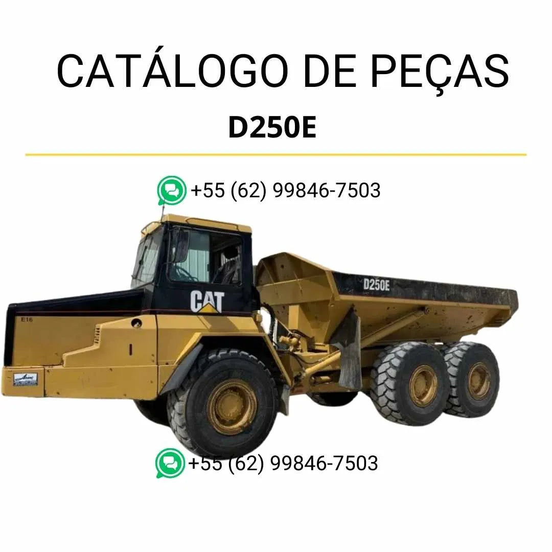 Catálogo de peças Caterpillar D250E caminhão articulado em PDF com diagramas técnicos detalhados e lista completa de componentes originais.