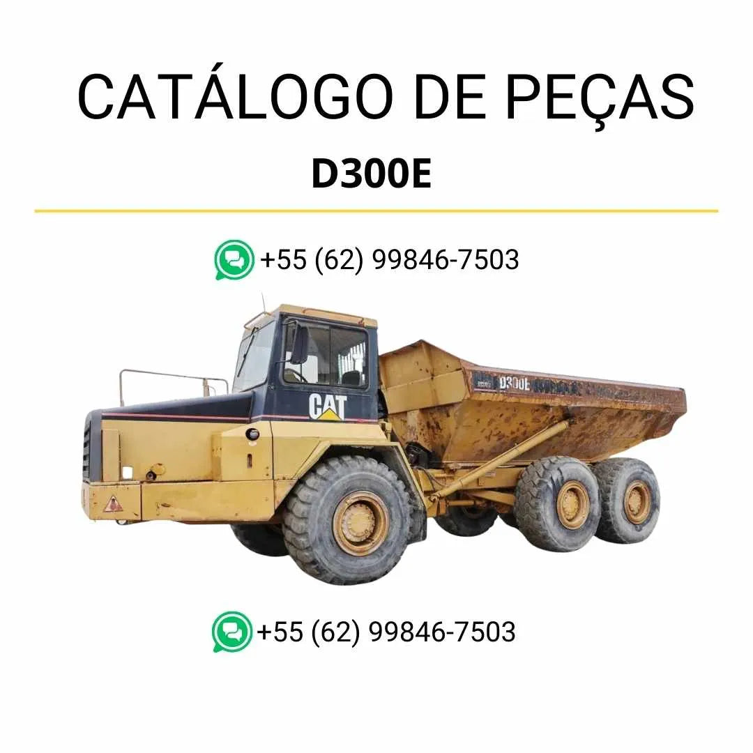 Catálogo de peças Caterpillar D300E caminhão articulado em PDF com diagramas técnicos completos e lista detalhada de componentes originais.