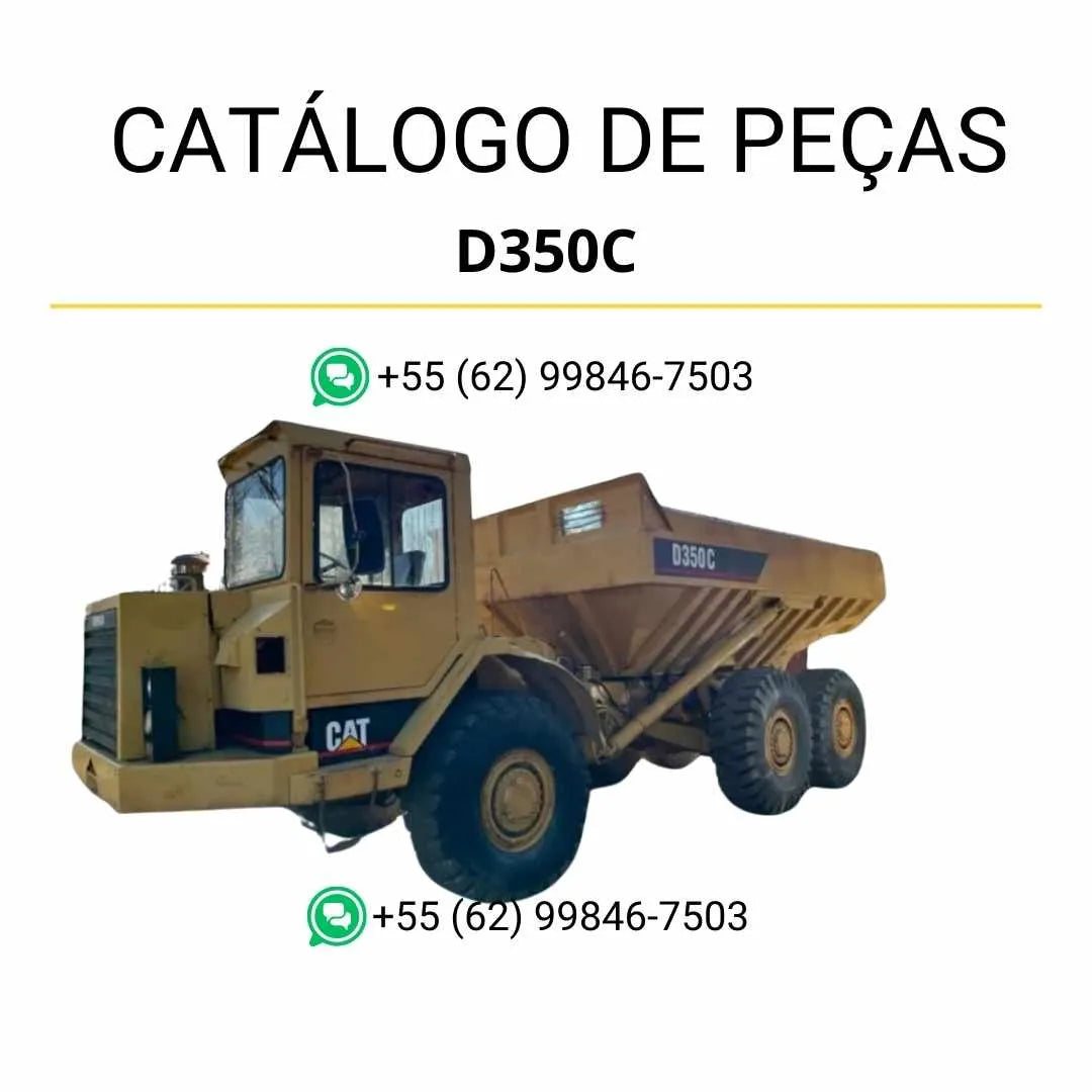 Catálogo de peças Caterpillar D350C caminhão articulado em PDF com diagramas técnicos completos e identificação detalhada dos componentes originais.