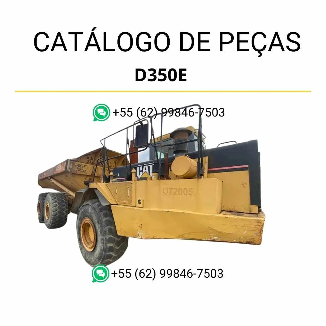 Catálogo de peças Caterpillar D350E caminhão articulado em PDF com diagramas detalhados e lista completa de componentes originais.