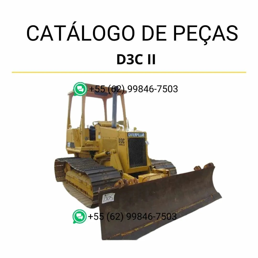 Catálogo de peças Caterpillar D3C II em PDF com diagramas técnicos precisos e lista completa de componentes originais do trator de esteira.