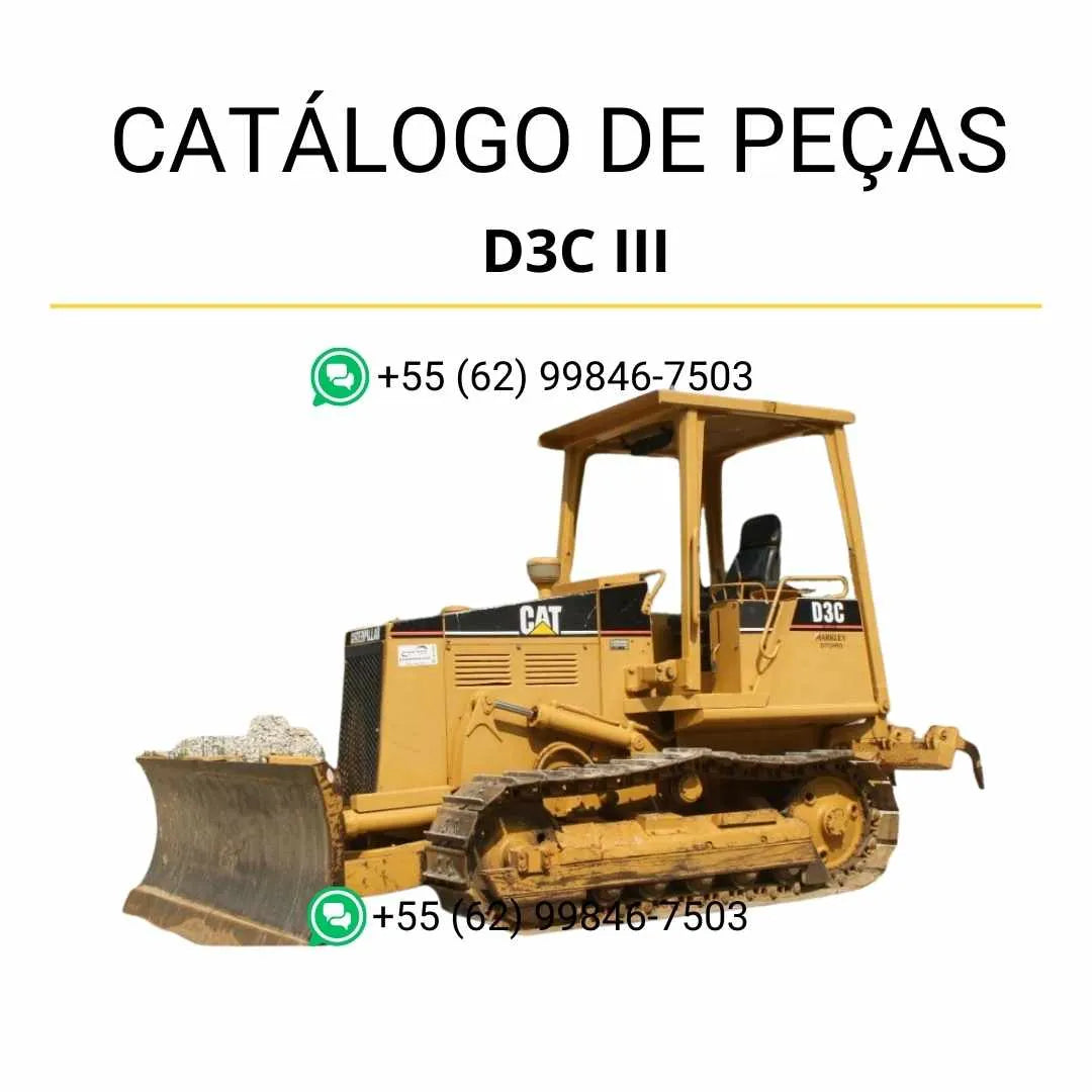 Catálogo de peças Caterpillar D3C III em PDF com ilustrações técnicas detalhadas e relação completa de componentes originais para reposição.