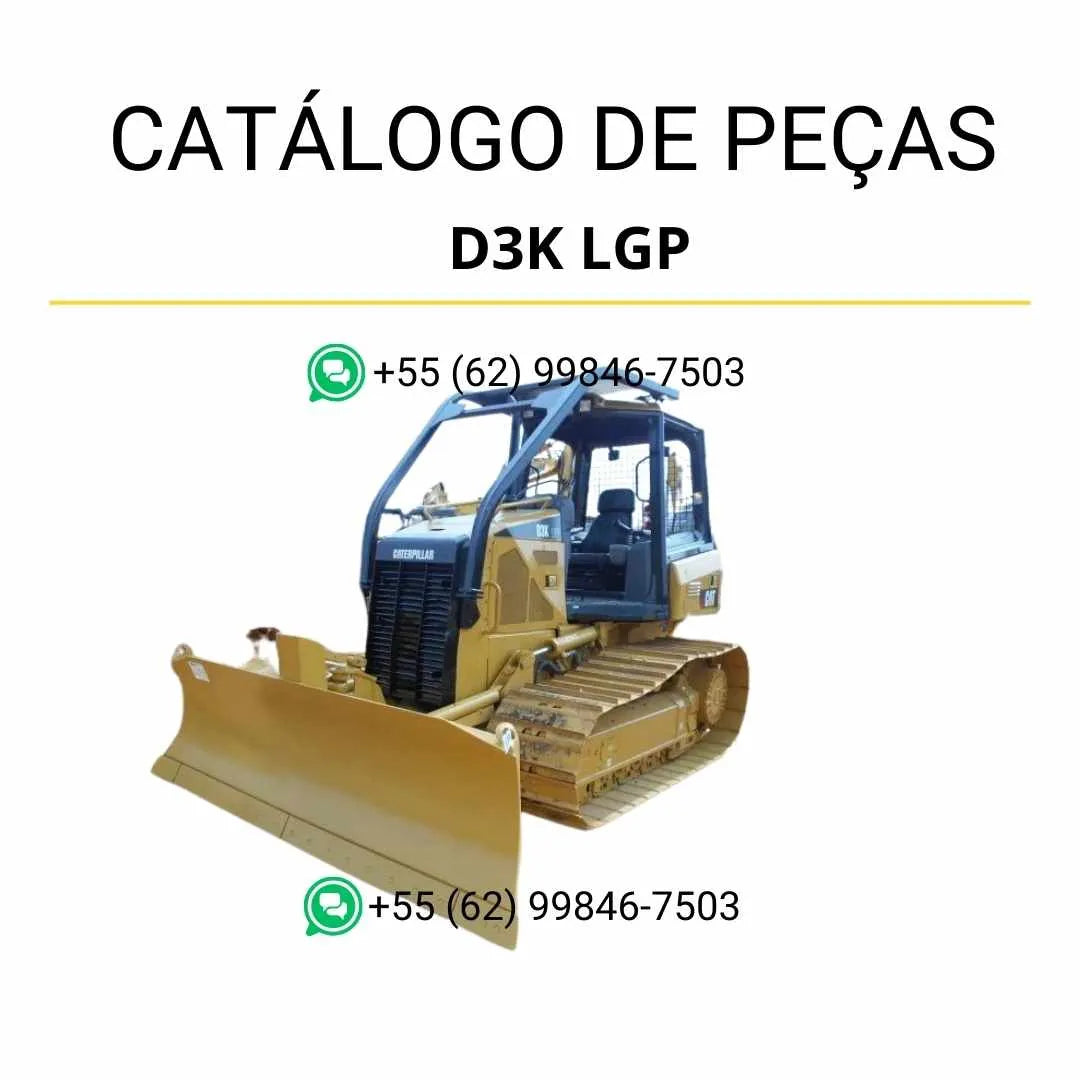 Catálogo de peças Caterpillar D3K LGP em PDF com ilustrações técnicas detalhadas e relação completa de componentes originais do trator de esteira.