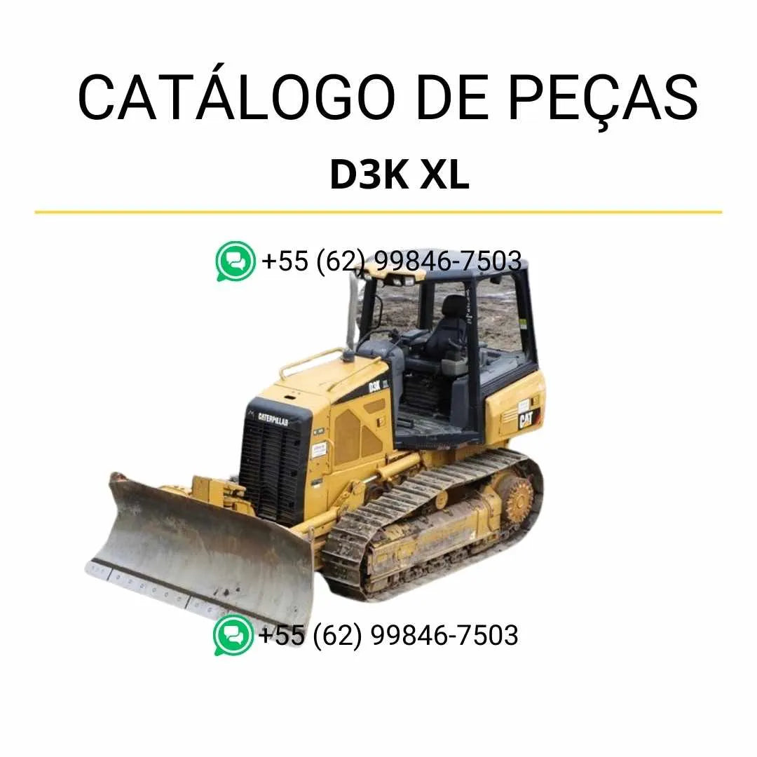 Catálogo de peças Caterpillar D3K XL em PDF com diagramas técnicos detalhados e lista completa de componentes originais para reposição.