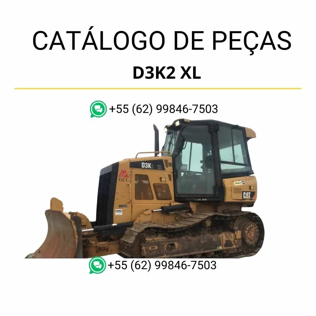 Catálogo de peças Caterpillar D3K2 XL em PDF, com diagramas técnicos detalhados e lista completa de componentes originais do trator de esteira.
