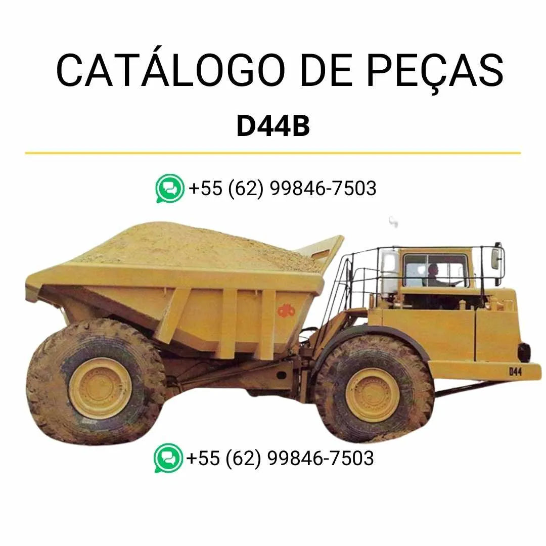 Catálogo de peças Caterpillar D44B em PDF com diagramas técnicos detalhados e identificação completa dos componentes do caminhão articulado.