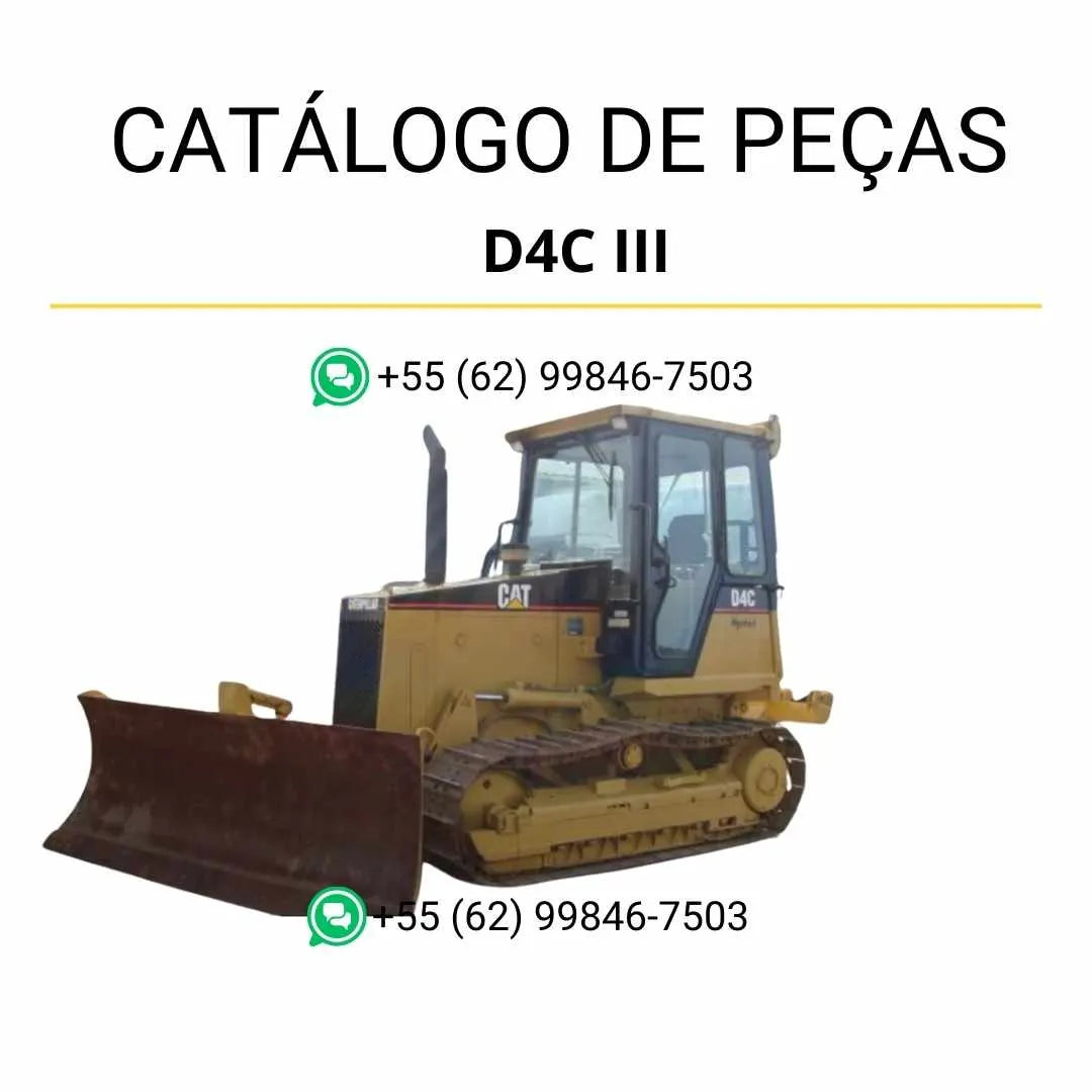 Catálogo de peças Caterpillar D4C III em PDF com diagramas técnicos detalhados e lista completa de componentes originais para reposição.