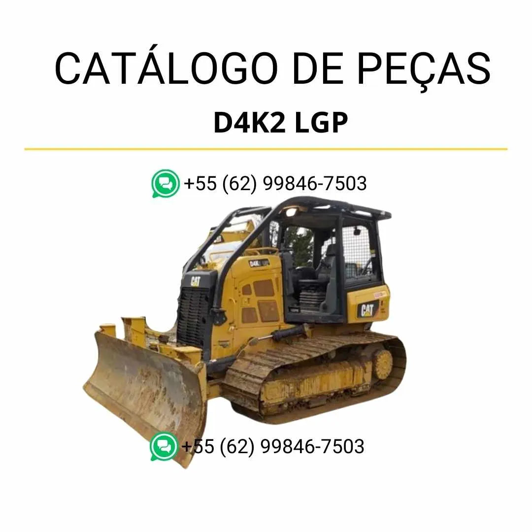 Catálogo de peças Caterpillar D4K2 LGP em PDF com ilustrações técnicas precisas e lista detalhada de componentes originais do trator de esteira.